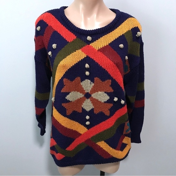 Colter Bay 1989 Vintage Geometric Sweater 80s - Picture 1 of 4
